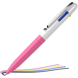 PENNA A SFERA TAKE 4 A QUATTRO COLORI PUNTA M FUSTO ROSA FLUO SCHNEIDER COD. P138129 CONFEZIONE DA 10