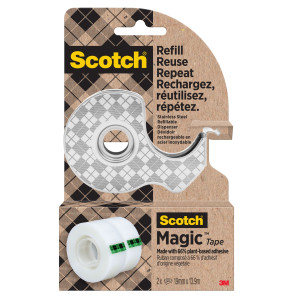 DISPENSER IN ACCIAIO CON 2 ROTOLI SCOTCHÂ® MAGIC  19 MM X 13,9 M COD. 7100334048