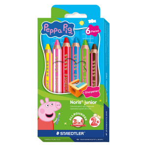 ASTUCCIO 6PZ MATITONE 3 IN 1 NORISÂ® JUNIOR PEPPA PIG COLORI ASSORTITI STAEDTLER COD. 140 C6 L1