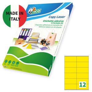 ETICHETTA ADESIVA LP4C GIALLO OPACO 70FG A4 105X48MM (12ET/FG TICO COD. LP4CG-10548