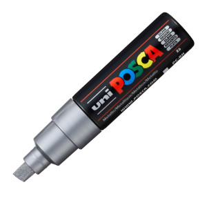 MARCATORE UNI POSCA PC8K P.SCALPELLO 8MM ARGENTO UNI MITSUBISHI COD. M PC8K ARG