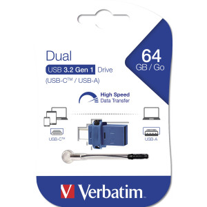 VERBATIM USB DRIVE 3.0 STORE Â´NÂ´ GO DUAL DRIVE 3.0 / USB C 64GB COD. 49967