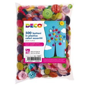 CONFEZIONE 650 BOTTONI IN PLASTICA COLORI ASSORTITI DECO COD. 12029