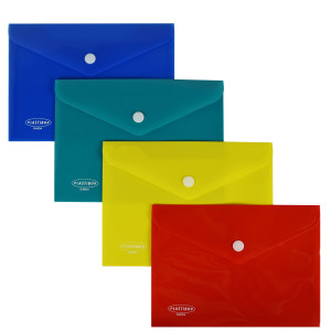 BUSTA CON BOTTONE IN PP 19 X 14 CM COLORI ASSORTITI PLASTIBOR COD. P0421990