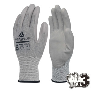 PACK 3 PAIA DI GUANTI ANTITAGLIO VECUTB08 TG.9 GRIGIO FINEZZA 18 COD. VECUTB08GRG309